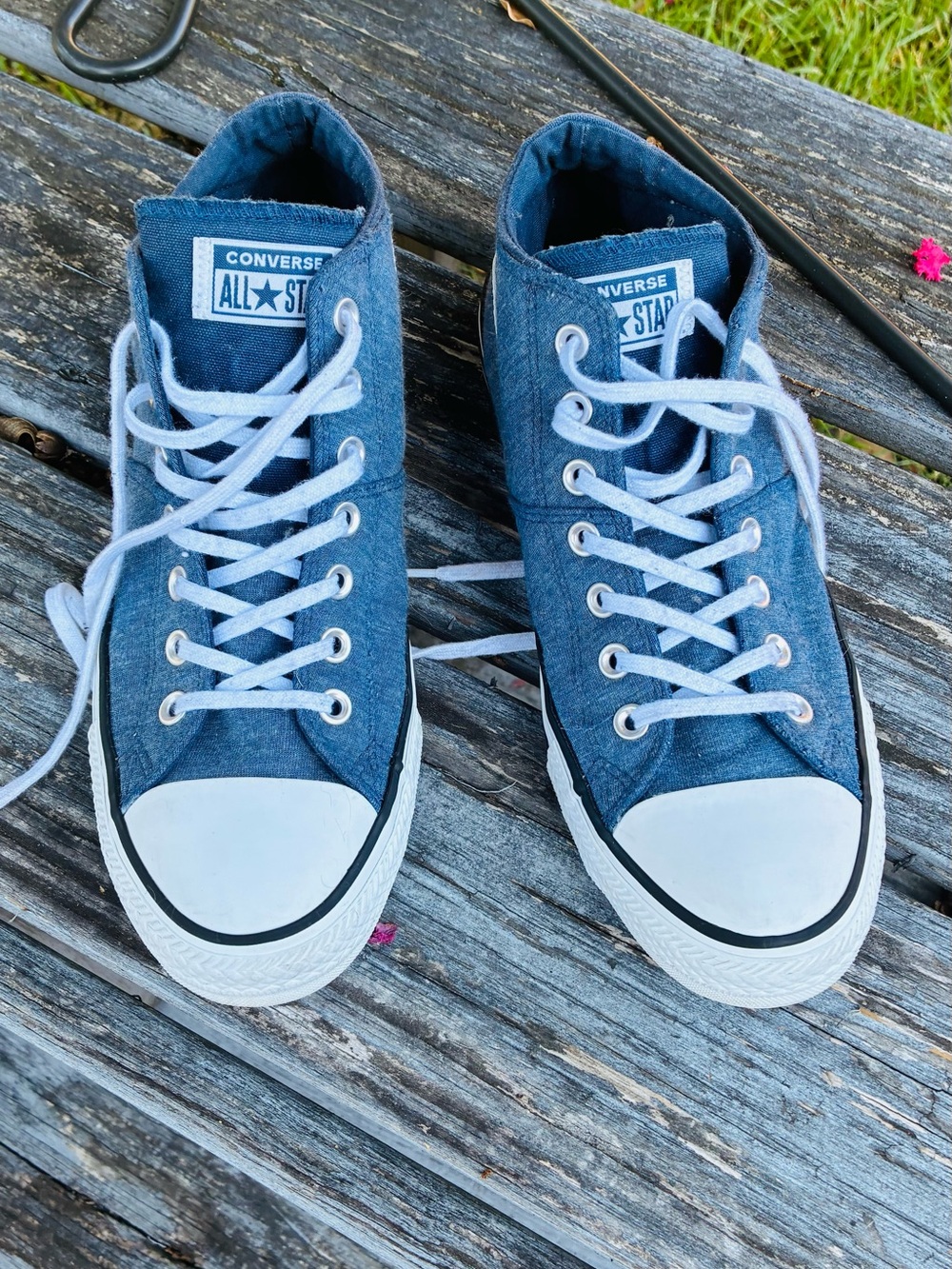 Converse All Star Mid-Top Sneakers in Navy Blue with White Toe